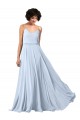Online V-Neck Blouson Waist Long Chiffon Bridesmaid Dress with Straps UK