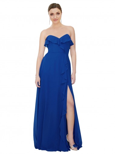Online Ruffled Chiffon Strapless Bridesmaid Dress UK