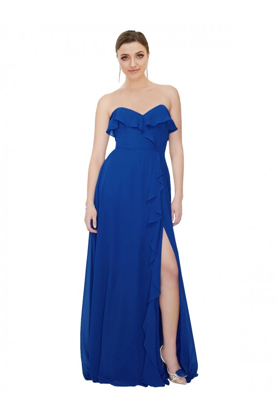 Online Ruffled Chiffon Strapless Bridesmaid Dress UK