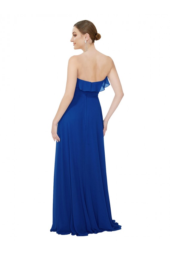 Online Ruffled Chiffon Strapless Bridesmaid Dress UK