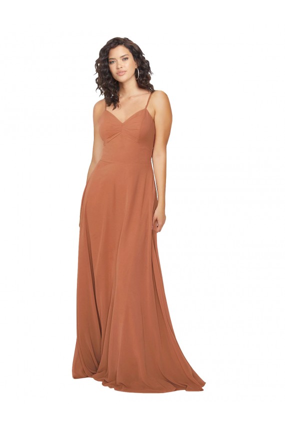 Online Chiffon Bridesmaid Dress with Tie Back Keyhole UK