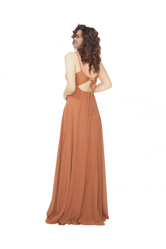 Online Chiffon Bridesmaid Dress with Tie Back Keyhole UK