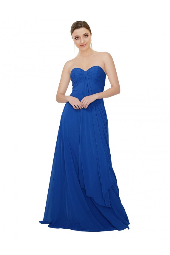 Online Strapless Sweetheart Draped Chiffon Bridesmaid Dress UK