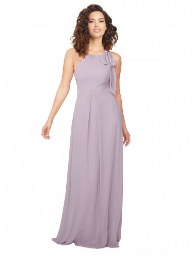 Online Halter Neck Bridesmaid Dress with Bow UK