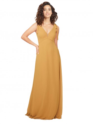 Online Boho Chiffon Bridesmaid Dress with Tied Straps UK