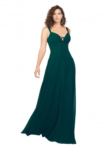 Online Tied Bodice Sweetheart V-Neck Chiffon Bridesmaid Dress UK