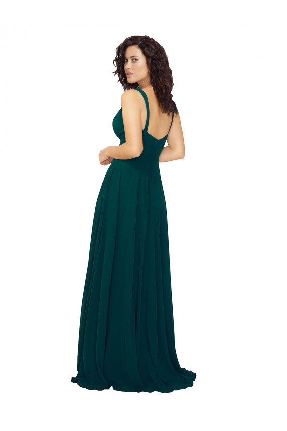 Online Tied Bodice Sweetheart V-Neck Chiffon Bridesmaid Dress UK