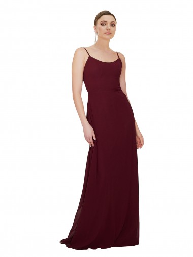 Online Scoop Neck Tied Keyhole Back Chiffon Bridesmaid Dress UK