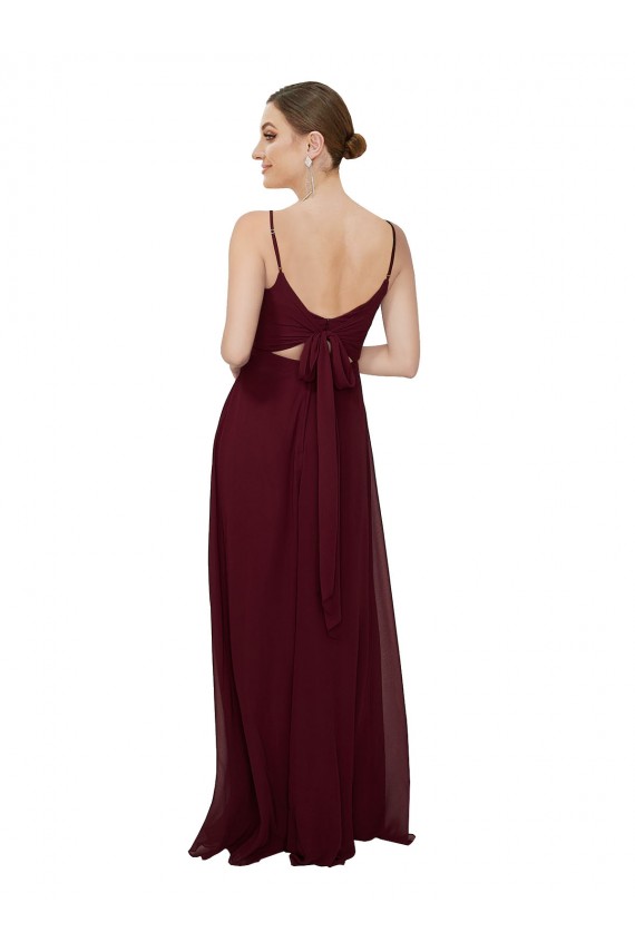 Online Scoop Neck Tied Keyhole Back Chiffon Bridesmaid Dress UK