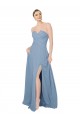 Online Draped Sweetheart Chiffon Bridesmaid Dress with Front Slit UK