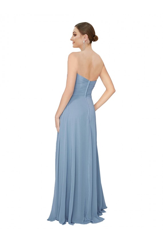 Online Draped Sweetheart Chiffon Bridesmaid Dress with Front Slit UK