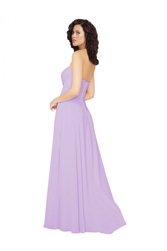 Online Draped Sweetheart Long Chiffon Bridesmaid Dress with Front Slit UK