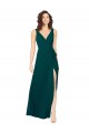 Online V-Neck Chiffon Bridesmaid Dress with Front Skirt Slit UK