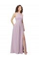 Online High-Halter Chiffon Bridesmaid Dress with Keyhole Cowl Back UK
