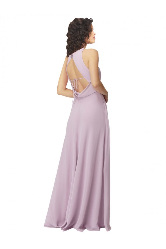 Online High-Halter Chiffon Bridesmaid Dress with Keyhole Cowl Back UK