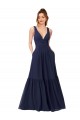Online Floor Length Deep V-Neck Ruched Chiffon Long Bridesmaid Dress UK