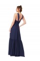 Online Floor Length Deep V-Neck Ruched Chiffon Long Bridesmaid Dress UK