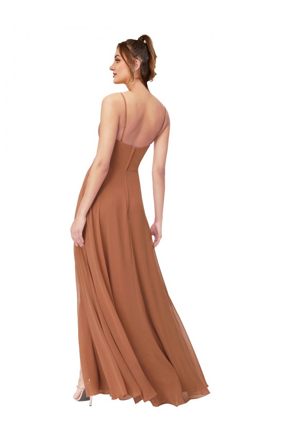 Online Cowl Neck Chiffon Bridesmaid Dress with Front Slit UK