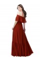 Online Off the Shoulder Ruffle Chiffon Bridesmaid Dress UK