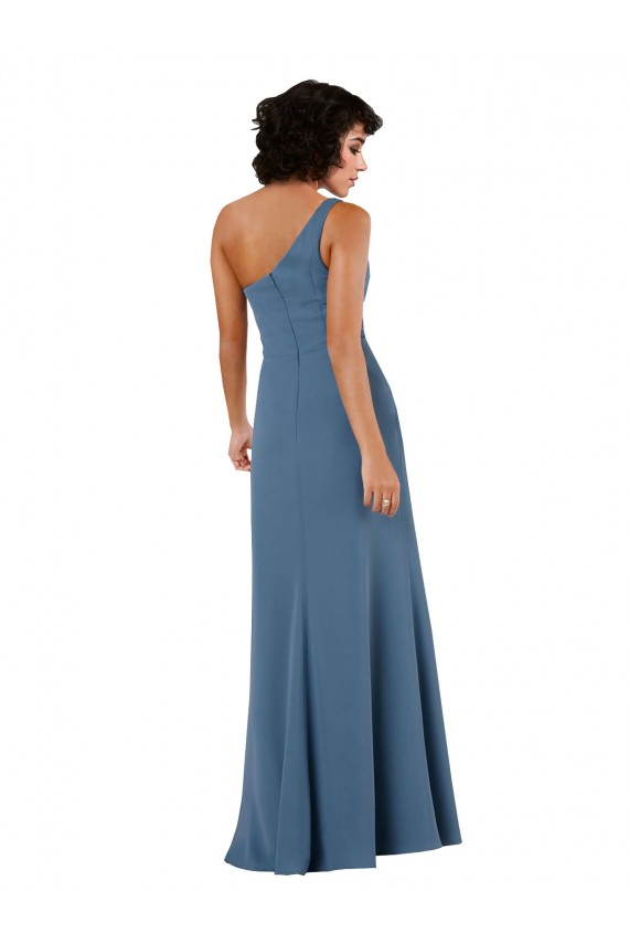 Online One Shoulder Chiffon Formal Bridesmaid Dress with Skirt Slit and Accent Strap UK