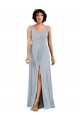 Online V-Neckline Wrapped Chiffon Bridesmaid Dress with Skirt Slit UK
