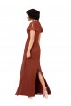 Online Deep V-Neckline Chiffon Bridesmaid Dress with Flutter Sleeves UK