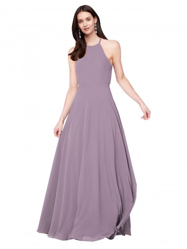 Online Floor Length Long Chiffon Bridesmaid Dress with Double Bow Feature UK