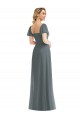 Online Puff Sleeves Chiffon Maxi Bridesmaid Dress with Front Slit UK