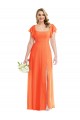Online Flutter Sleeves Scoop Open Back Chiffon Maxi Bridesmaid Dress UK
