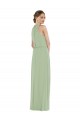 Online High Neck Scarf Tie Blouson Bodice Maxi Bridesmaid Dress with Front Slit UK