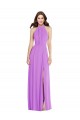 Online Halter Backless Maxi Formal Bridesmaid Dress with Button Ruffle Placket UK