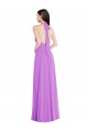 Online Halter Backless Maxi Formal Bridesmaid Dress with Button Ruffle Placket UK