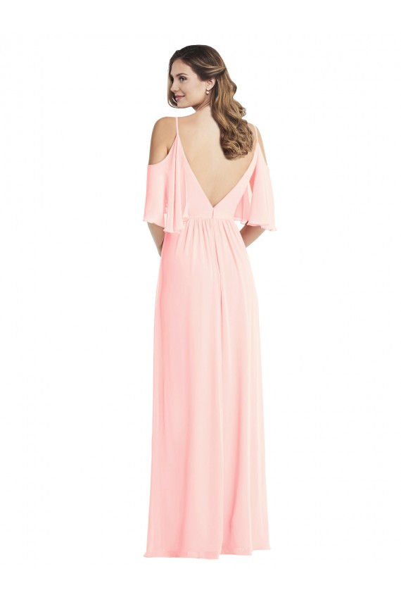 Online Cold Shoulder Draped Wrap Maxi Bridesmaid Dress UK