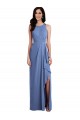 Online Sleeveless Chiffon Bridesmaid Dress with Draped Front Slit UK