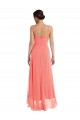 Online Scoop Neck Ruffle Trimmed High Low Maxi Bridesmaid Dress UK