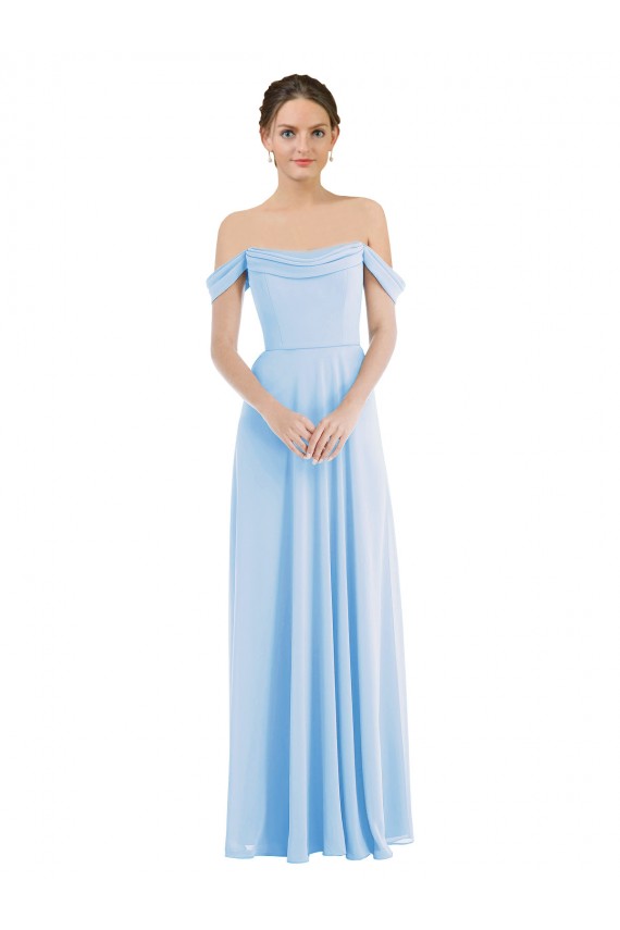 Online Off the Shoulder Draped Neckline Maxi Formal Bridesmaid Dress UK