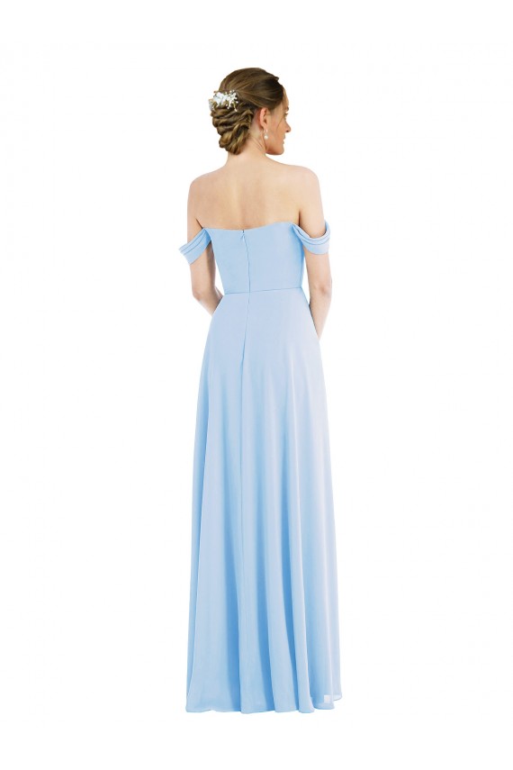 Online Off the Shoulder Draped Neckline Maxi Formal Bridesmaid Dress UK