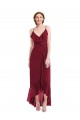Online Ruffle Trimmed V-Neck High Low Wrap Chiffon Bridesmaid Dress UK