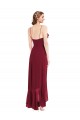 Online Ruffle Trimmed V-Neck High Low Wrap Chiffon Bridesmaid Dress UK