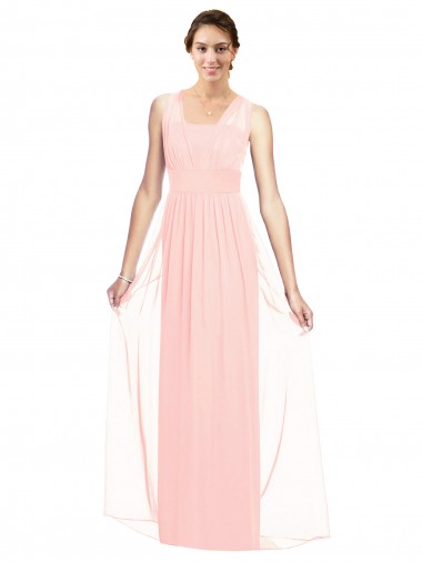 Online V-Neck Full Length Chiffon Bridesmaid Dress UK