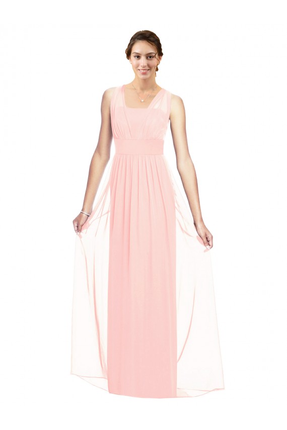 Online V-Neck Full Length Chiffon Bridesmaid Dress UK