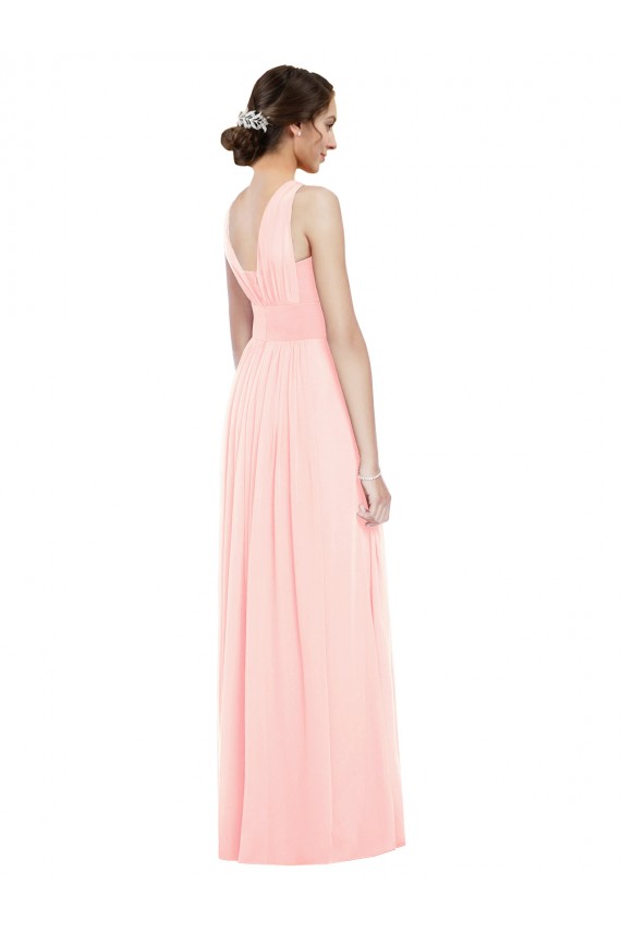 Online V-Neck Full Length Chiffon Bridesmaid Dress UK