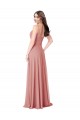 Online Twist-Knot V-Neck Long Chiffon Bridesmaid Dress with Pockets UK