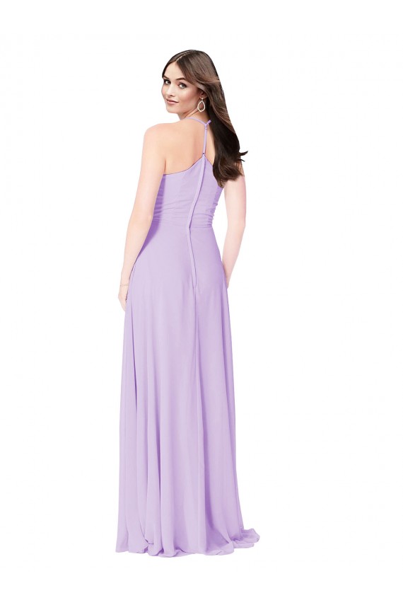 Online Chiffon A-Line Bridesmaid Dress with Halter Back UK