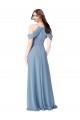 Online High Neck Chiffon Bridesmaid Dress with Draped Sleeves UK