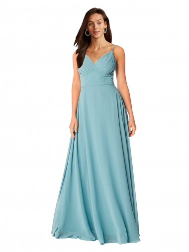 Online Draped Empire V-Neck Chiffon Bridesmaid Dress UK