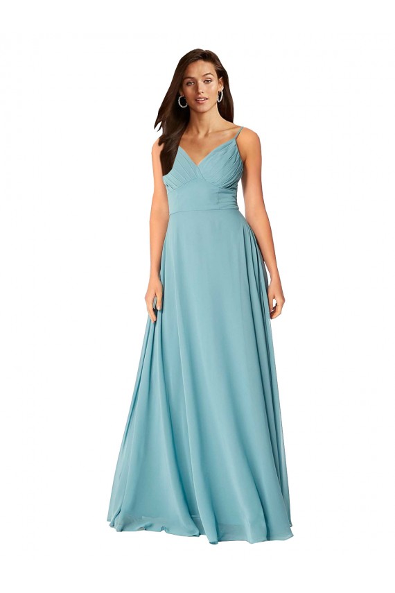 Online Draped Empire V-Neck Chiffon Bridesmaid Dress UK