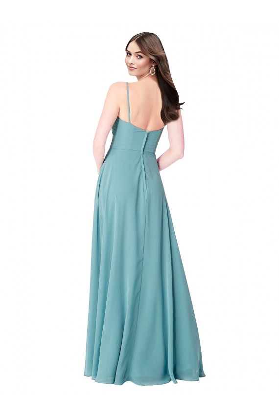Online Draped Empire V-Neck Chiffon Bridesmaid Dress UK