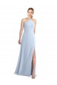 Online Halter Neck Long Chiffon Bridesmaid Dress with Strappy Back and Daring Side Slit UK