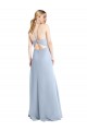 Online Halter Neck Long Chiffon Bridesmaid Dress with Strappy Back and Daring Side Slit UK